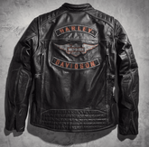 Harley Davidson Victory Passion Distressed Black Cowhide Leather Jacket with Dual Vents